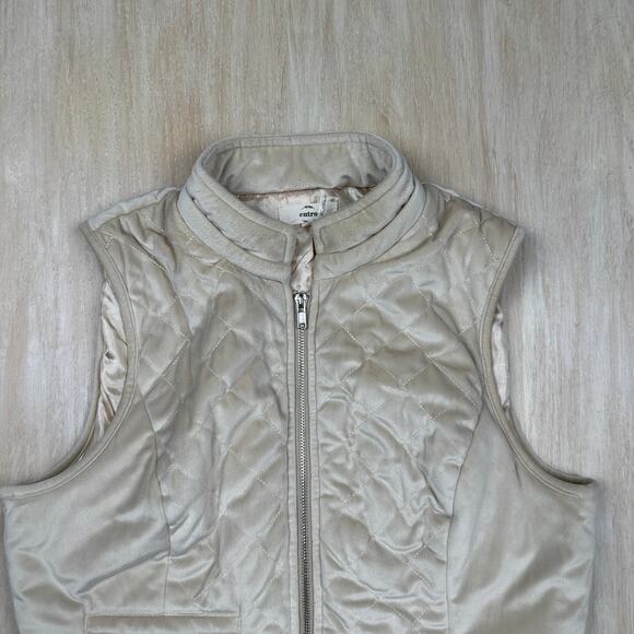 Entro Ivory Quilted Winter Full Zip Sleeveless Outdoor Casual Chic Vest Large - Picture 2 of 16